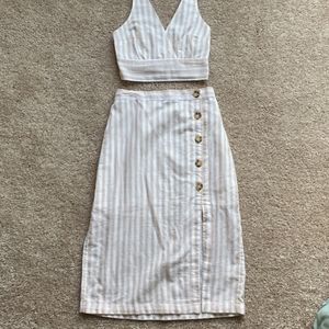 Abercrombie & Fitch Button Down Stripes Midi Skirt - SKIRT ONLY